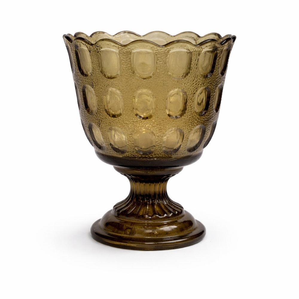 Vintage E.O. Brody Co. Smoky Brown Glass Pedestal Vase – M4200 – USA